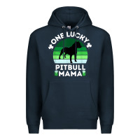 Navy funny st patrick's day one lucky pitbull mama pitbulldog t shirt Premium Hoodie - linhVisuals