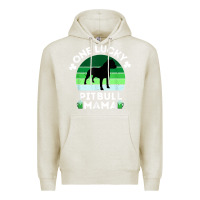 Oatmeal Heather funny st patrick's day one lucky pitbull mama pitbulldog t shirt Premium Hoodie - linhVisuals