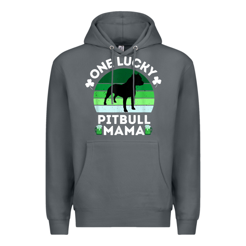 Funny St Patrick's Day One Lucky Pitbull Mama Pitbulldog T Shirt Premium Hoodie by linhVisuals | Teevron
