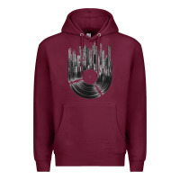 Burgundy vinyl record cityscape Premium Hoodie - linhVisuals
