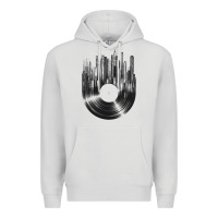 Dove Grey vinyl record cityscape Premium Hoodie - linhVisuals
