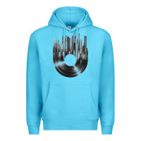 Ocean Blue vinyl record cityscape Premium Hoodie - linhVisuals