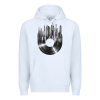Vinyl Record Cityscape Premium Hoodie | Teevron