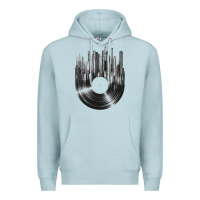 Blue Mist vinyl record cityscape Premium Hoodie - linhVisuals