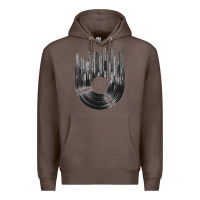 Coffee vinyl record cityscape Premium Hoodie - linhVisuals