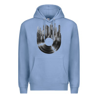 Colony Blue vinyl record cityscape Premium Hoodie - linhVisuals