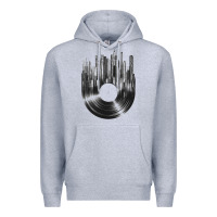 Vinyl Record Cityscape Premium Hoodie | Teevron