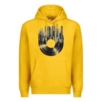 Lemon vinyl record cityscape Premium Hoodie - linhVisuals