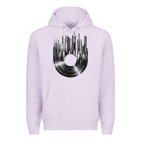 Lilac vinyl record cityscape Premium Hoodie - linhVisuals
