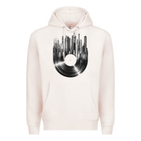 Pale Pink vinyl record cityscape Premium Hoodie - linhVisuals