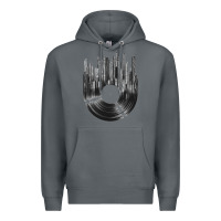 Rock vinyl record cityscape Premium Hoodie - linhVisuals