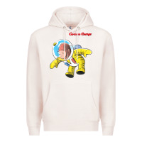 Pale Pink curious george happy astronaut portrait t shirt Premium Hoodie - linhVisuals