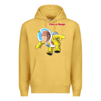 Antique Gold curious george happy astronaut portrait t shirt Premium Hoodie - linhVisuals