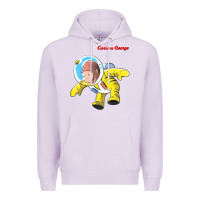 Lilac curious george happy astronaut portrait t shirt Premium Hoodie - linhVisuals