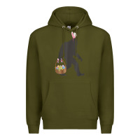 Army Green funny bigfoot easter design with easter basket and bigfoot t shirt Premium Hoodie - linhVisuals