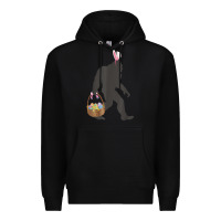 Black funny bigfoot easter design with easter basket and bigfoot t shirt Premium Hoodie - linhVisuals