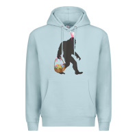 Blue Mist funny bigfoot easter design with easter basket and bigfoot t shirt Premium Hoodie - linhVisuals
