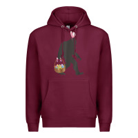 Burgundy funny bigfoot easter design with easter basket and bigfoot t shirt Premium Hoodie - linhVisuals