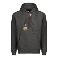 Charcoal Heather funny bigfoot easter design with easter basket and bigfoot t shirt Premium Hoodie - linhVisuals