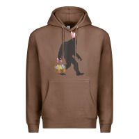 Chestnut funny bigfoot easter design with easter basket and bigfoot t shirt Premium Hoodie - linhVisuals