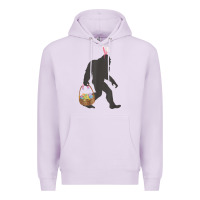 Lilac funny bigfoot easter design with easter basket and bigfoot t shirt Premium Hoodie - linhVisuals