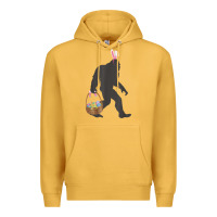 Mustard funny bigfoot easter design with easter basket and bigfoot t shirt Premium Hoodie - linhVisuals