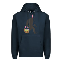 Navy funny bigfoot easter design with easter basket and bigfoot t shirt Premium Hoodie - linhVisuals