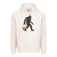 Pale Pink funny bigfoot easter design with easter basket and bigfoot t shirt Premium Hoodie - linhVisuals