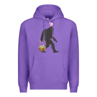 Purple funny bigfoot easter design with easter basket and bigfoot t shirt Premium Hoodie - linhVisuals