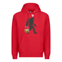 Funny Bigfoot Easter Design With Easter Basket And Bigfoot T Shirt Premium Hoodie | Teevron