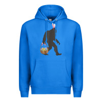True Royal funny bigfoot easter design with easter basket and bigfoot t shirt Premium Hoodie - linhVisuals