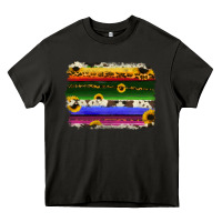 Asphalt serape sunflowers leopard cowhide background Heavy Core Tee - RanaPortraitStore