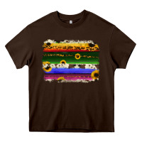 Chocolate Brown serape sunflowers leopard cowhide background Heavy Core Tee - RanaPortraitStore