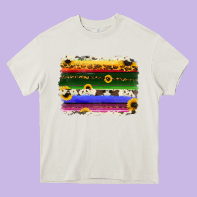 Serape Sunflowers Leopard Cowhide Background Heavy Core Tee Designed By Ranaportraitstore