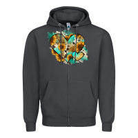 Smoke Leopard Sunflower Cowhide Glitter Heart Zipper Hoodie - RanaPortraitStore