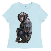 Baby Blue Chimpanzee Illustrations Ladies Tee - LillyAllenDesigns