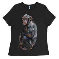 Black Chimpanzee Illustrations Ladies Tee - LillyAllenDesigns