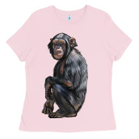 Bubblegum Pink Chimpanzee Illustrations Ladies Tee - LillyAllenDesigns