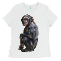 White Chimpanzee Illustrations Ladies Tee - LillyAllenDesigns