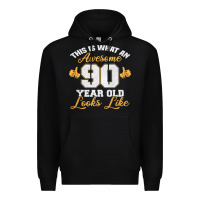 Black 90th birthday novelty gift awesome 90 year old t shirt Premium Hoodie - linhVisuals