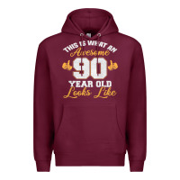 Burgundy 90th birthday novelty gift awesome 90 year old t shirt Premium Hoodie - linhVisuals