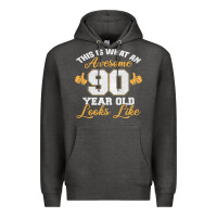 Charcoal Heather 90th birthday novelty gift awesome 90 year old t shirt Premium Hoodie - linhVisuals