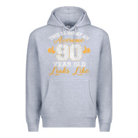 Heather Grey 90th birthday novelty gift awesome 90 year old t shirt Premium Hoodie - linhVisuals