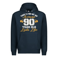 Navy 90th birthday novelty gift awesome 90 year old t shirt Premium Hoodie - linhVisuals