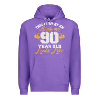 Purple 90th birthday novelty gift awesome 90 year old t shirt Premium Hoodie - linhVisuals