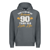 Rock 90th birthday novelty gift awesome 90 year old t shirt Premium Hoodie - linhVisuals