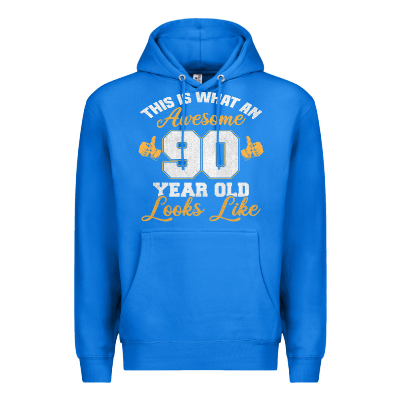 90th Birthday Novelty Gift Awesome 90 Year Old T Shirt Premium Hoodie by linhVisuals | Teevron