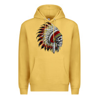 Antique Gold native american indian chief skull motorcycle headdress  t shirt Premium Hoodie - linhVisuals