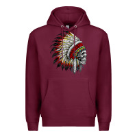 Burgundy native american indian chief skull motorcycle headdress  t shirt Premium Hoodie - linhVisuals