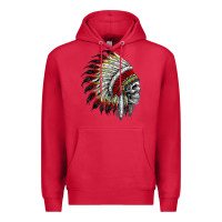 Cardinal native american indian chief skull motorcycle headdress  t shirt Premium Hoodie - linhVisuals